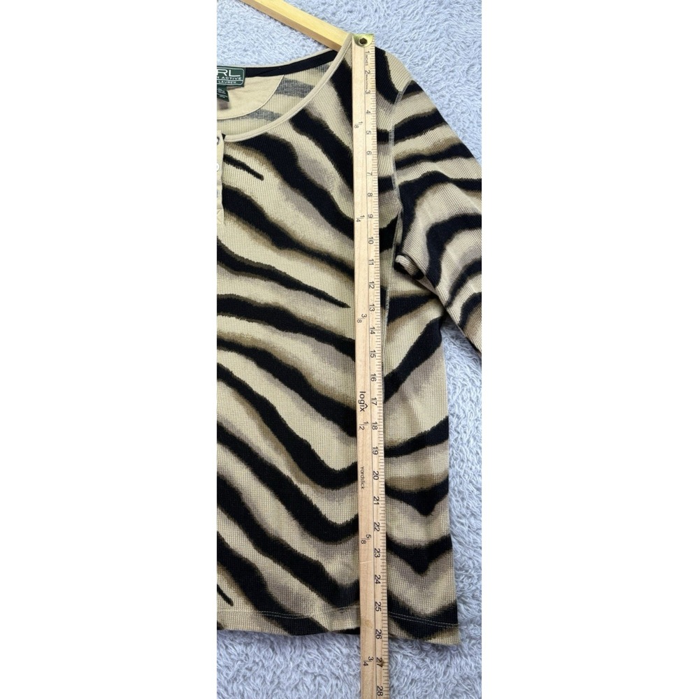 Lauren Ralph Lauren Womens 2X Zebra Henley Top Waffle Knit Cotton Plus Size - Picture 8 of 11